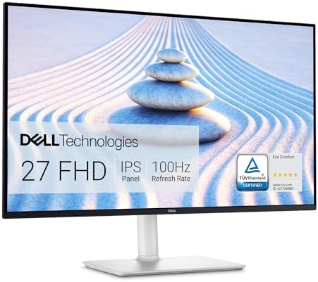 Dell S2725HS 27 Inch Monitor, FHD (1920x1080) Display, 100Hz Refresh Rate, 1500:1 Contrast Ratio, TÜV Rheinland Eye Comfort 4 Star, Integrated 2x5W Speaker, Height/Tilt/Swivel/Pivot- Ash White Color by Dell
