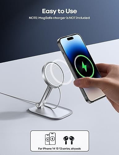 Lamicall Phone Stand for Apple 15W MagSafe Charger - Dual Hinge Collapsible Adjustable Charging Holder Dock for Desk Nightstand, Fit for Airpods, iPhone 17/16/15/14 Series[Only Stand] - Image 3