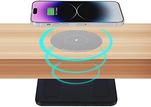 1.97"(50mm) NiiTTER Invisible Wireless Charger, Under Desk Wireless Charger, Hidden Charging Station for iPhone 17/16/15/14/13/12/ Samsung Galaxy S25/S24/S23/S22/S21(Adapter Included) by NiiTTER