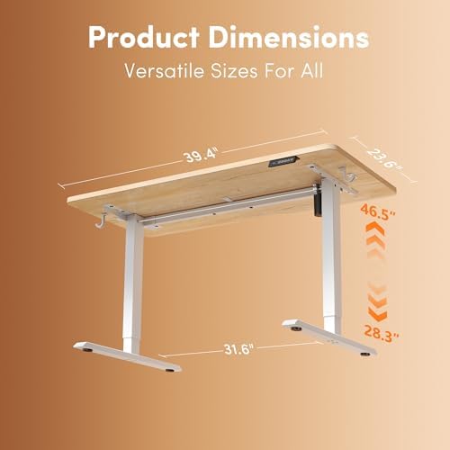 FEZIBO 40" Small Electric Standing Desk Height Adjustable Desk, Maple - Image 3