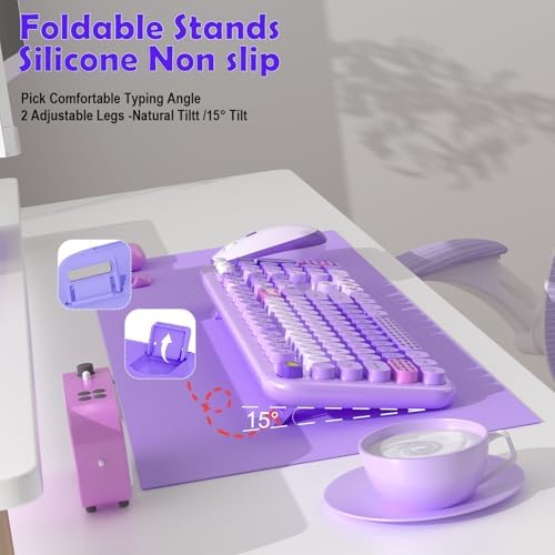 MOFII Keyboard and Mouse Wireless, 104 Keys Lovely Cute Colorful Typewriter - Image 3