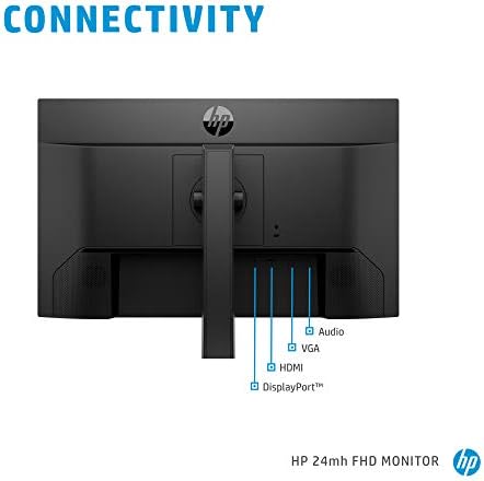 HP 24mh FHD Monitor - Computer Monitor with 23.8-Inch IPS Display (1080p) - Built-in Speakers and VESA Mounting - Height/Tilt Adjustment for Ergonomic Viewing - HDMI and DisplayPort - (1D0J9AA#ABA) - Image 3