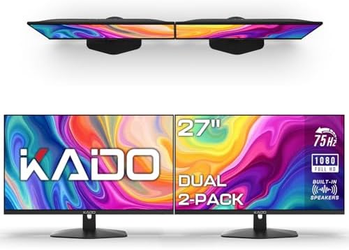 Kado Dual Monitor 2-Pack 27" 1920x1080 75Hz FHD Computer Monitor by Kado
