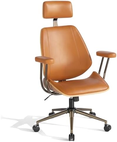 High Back Ergonomic Office Chair, with Headrest & Arms, Brown by BERYTH