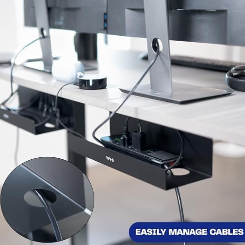 VIVO 2 Pack Black 17 inch Extra Deep Cable Management Tray, DESK-AC16-2C - Image 6