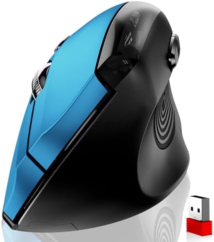 memzuoix Ergonomic Mouse Wireless,2.4G Optical Cordless Mice with 800/1200/1600 DPI,Vertical Computer Wireless Mouse for Laptop, Mac,PC,Desktop (for Right Hand, Large),Blue by memzuoix