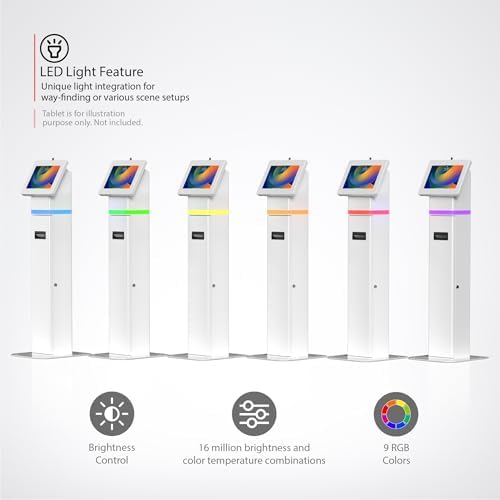 CTA Digital Deluxe Kiosk Floor Stand – Interactive Kiosk Floor Stand with Premium Tablet Enclosure, LED Light and Printer Compartment - for iPad, Galaxy & More Tablets - (PAD-IKPS) - Image 2
