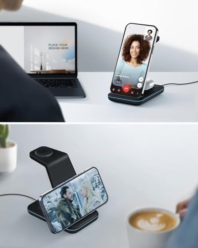 Wireless Charger for iPhone Charging Station: 3 in 1 Phone Charger Stand for iPhone 17/16/15/14/13/12/11/SE/X Pro Max Plus - Apple Watch 11/10/9/Ultra 2/8/SE/7/6/5 - AirPods 4/Pro 2/3 - Image 5