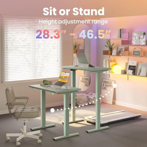 HUANUO 32x19 Inch Small Electric Standing Desk, Adjustable, Sage Green - Image 4