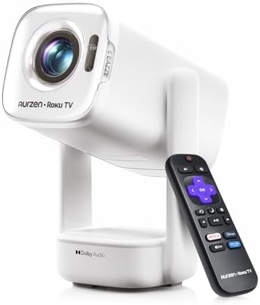 Aurzen Roku TV D1R air USB-C Powered Smart Portable Outdoor Projector White by Aurzen