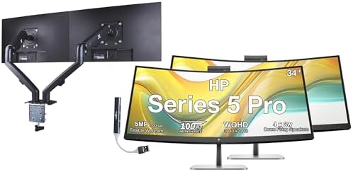 HP Series 5 Pro 34" WQHD USB-C Monitor, Webcam, Speakers, Tilt&Swivel 2Pack by Unknown