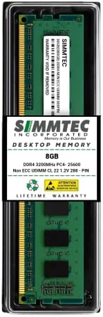 Simmtec RAM 8GB DDR4 3200MHz DIMM PC4-25600 UDIMM Non-ECC CL22 1.2V 288-Pin Desktop Computer RAM Memory Upgrade Module by SimmtecInc