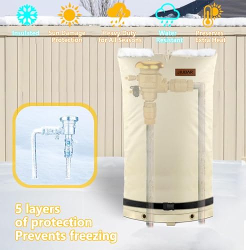 Backflow Preventer Cover Insulated Pouch -JIUBRA 14" W x 27" H Outdoor Pressure Reducing Value Cover ,Winter Water Sprinkler Valve Cover Insulated ,Well Pump Covers Protects from Severe Snow. - Image 4