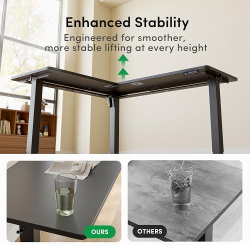 FEZIBO 63" x 55" L-Shaped Standing Desk - Adjustable Corner Desk L Shape, L-Shaped Adjustable Desk with Splice Board, L Shape Standing Desk, Black - Image 6