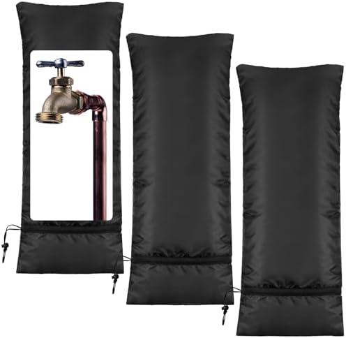 Zonon 3 Pcs Outdoor Faucet Cover Insulated Winter Freeze,Black,35" X 15" by Zonon