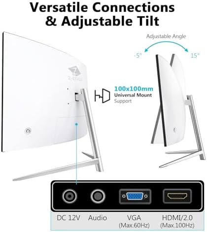 Z-Edge 27 inch Curved Computer Monitor, FHD 100Hz White PC Monitor, HDMI - Image 5