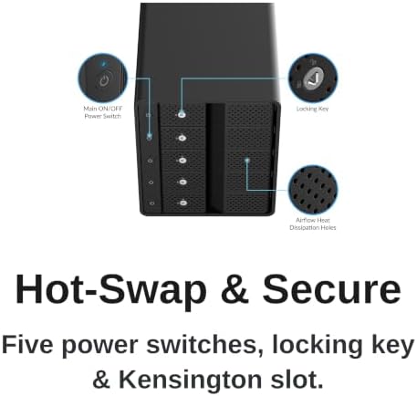 SABRENT 5-Bay USB-C 10Gbps 3.5in Hard Drive Enclosure & DAS Dock (DS-SC5B) - Image 4