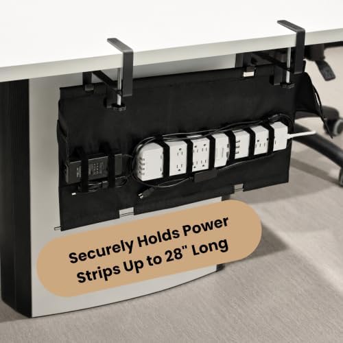 No Drill Under Desk Cable Management Tray 28"– Reinforced Steel Base - Image 5