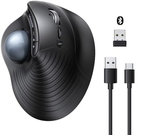 UGREEN M785DR Wireless Trackball Mouse, Bluetooth & 2.4G, Thumb Control by UGREEN