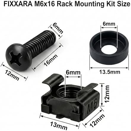 M6x16 Rack Mount Screws, Steel Cage Nuts & Nylon Washers, 50-Pack - Image 5