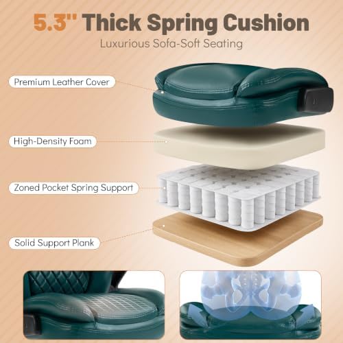 550lbs Executive Office Chair for Heavy People with 5D Flip Armrests, Green - Image 3