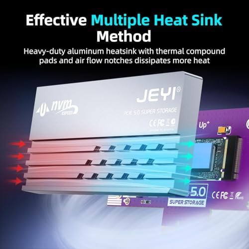 JEYI PCIe 5.0 4X to M.2 NVMe Adapter Card, Gen 5 128Gbps, Heatsink - Image 5