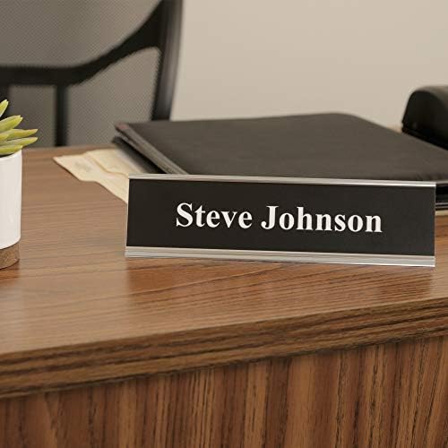 ExcelMark 2"x 8"Aluminum Name Plate Holder for Desk - Set of 5 - Office Business Door Sign Holder - Silver - Image 5