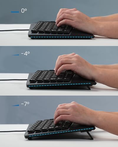 Perixx PERIBOARD-535BL [Firmware Updated] Wired Ergonomic Mechanical Keyboard - Full-Size - Low-Profile Blue Clicky Switches - Compatible with Windows and macOS - Image 6