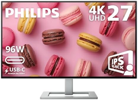 Philips Brilliance 27E2F7903 27" 4K UHD IPS Black Display, Thunderbolt, PD 96W, Height Adjustable, Daisy Chain, Built in Speakers, MacBook/PC Compatible, 4-Year Advance Replacement by Unknown