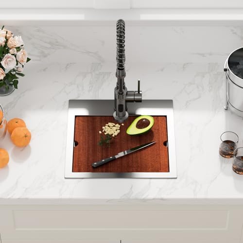 Sarlai Drop Bar Sink -15 Inch Black Outdoor Kitchen Sink Gunmetal Black Drop In Workstation 15 x 15 Topmount Stainless Steel 16 Gauge Single Bowl Kitchen Bar Prep RV Outdoor Sinks Basin - Image 2