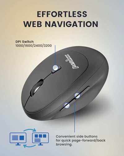 Perixx PERIMICE-719R Wireless 2.4G Rechargeable Ergonomic Mouse - Duo Wired and Cordless Charging Feature - Black - Image 4