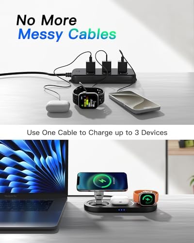 Foldable 3 in 1 Wireless Charging Station for Apple Mag-Safe Charger Stand - Image 2