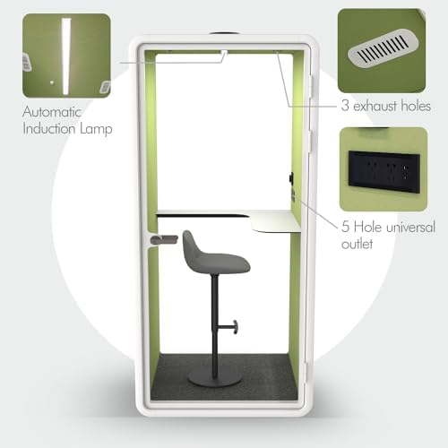 Quiet Meeting Pod with Acoustic Panels, Office Soundproof Room with Furniture, Portable Removable Working Booth for Private Phone Calling, Study, Individual Seater Personal Office H92in W43in D40in - Image 4