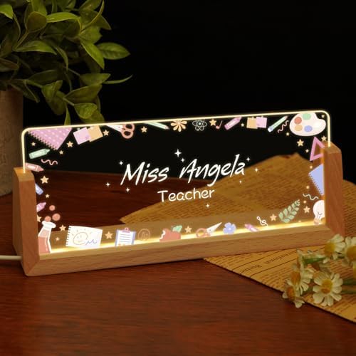 Custom Name Plate for Desk, Personalized Light Up Acrylic Desk Name Plate, Personalized Office Gifts for Boss Coworkers Teacher, Employee Appreciation GIfts, Office Decor for Women Men by EOBIBIFUN