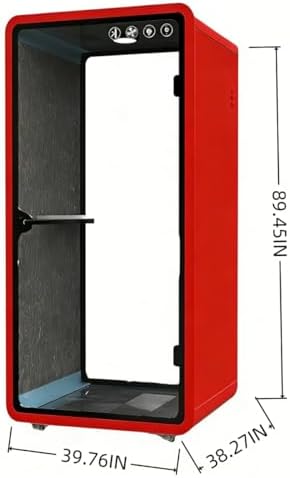 X-Comfort Office Pod Booth with Audio Privacy - Portable Soundproof Booth with 35dB Noise Reduction, Built-in LED Light, Fans, Socket for Office, Study, Working–Chair Not Included(Red) - Image 2