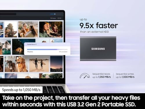 Samsung T7 Portable SSD 1TB Titan Gray, USB 3.2 Gen 2, Up to 1,050MB/s - Image 3
