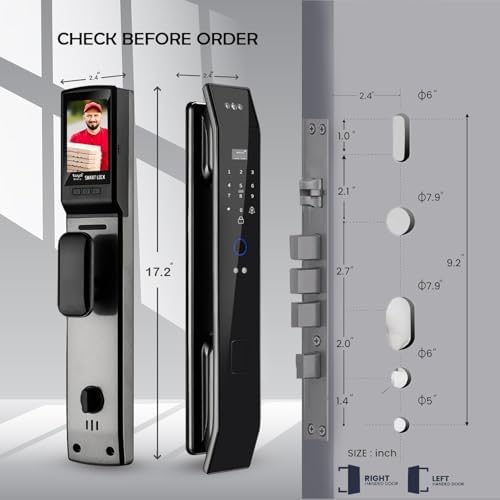 Smart Door Lock with 3D Face Recognition & Camera, Intercom, Video Doorbell, Fingerprint Keyless Entry, Password, IC Card, Key, Alexa Compatible via Tuya App Control, Smart Home Front Door Security - Image 4