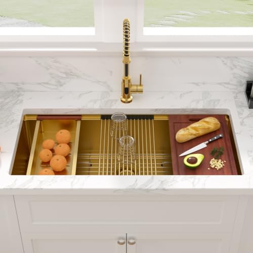Sarlai 39 Undermount Kitchen Sink Gold Stainless Workstation Sinks 39"x19" - Image 2