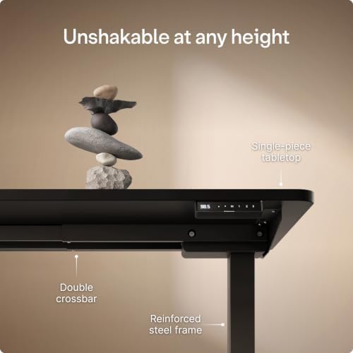 Desktronic HomePro Standing Desk 48x24 — Made in Europe, Ergonomic Sit Stand Home Office Desk, Electric Height Adjustable, Dual Motor, USB & USB-C Charging, Wobble-Free, Touchscreen, 3 Memory Presets - Image 3