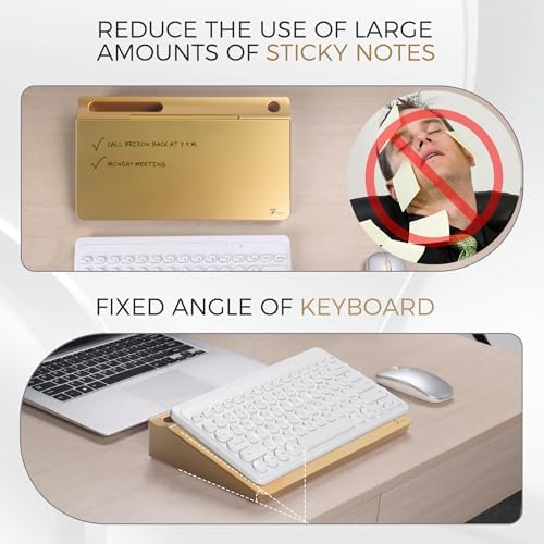 TOWON Compact Glass Desktop Whiteboard with Storage 12x7 in, Metallic Gold - Image 4