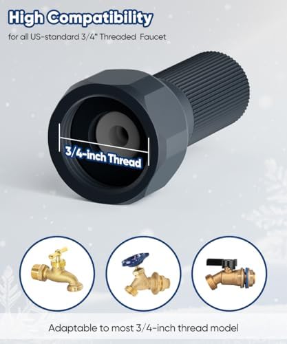 3/4-Inch Thread Faucet Freeze Protection Valve, Freeze Proof Faucet Cover for Outdoors, Winter Frost Proof Auto Temperature Control for Garden, Lawn & Yard Spigot, Black, 2 Pack - Image 5