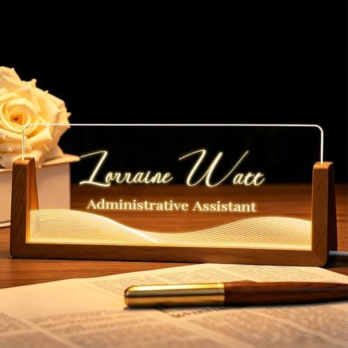 Desk Name Plate Personalized with LED Light - Custom Name Plate for Office Decor, Professional Appreciation Gifts for Bosses, Coworkers, Teachers, Men & Women by Unknown
