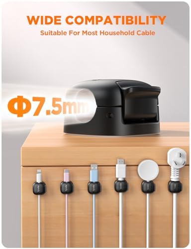 12Pack Cord Organizer - Chfeila [Dual Spring & Clasp Lock] Cable Management Clips, Adhesive Phone Charger Keeper, Compact Wire Holder for Nightstand/Car, Home Office Desk Accessories Decor Essentials - Image 6