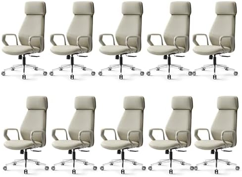 EUREKA ERGONOMIC Aric Executive Office Chair, High Back PU Leather Desk Chair with Lumbar Support, Professional Modern Home Office Chair with Large Headrest & 3-Position Recline(Pack of 10, Beige) by EUREKAERGONOMIC