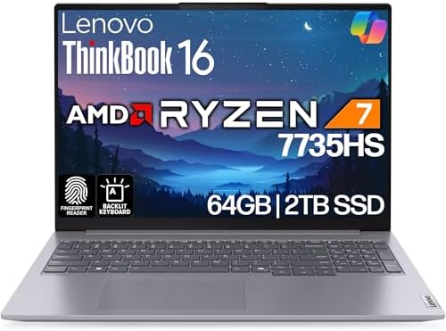 Lenovo ThinkBook 16 Gen 7 AMD Ryzen 7 7735HS, 64GB DDR5 RAM, 2TB SSD by LENOVO