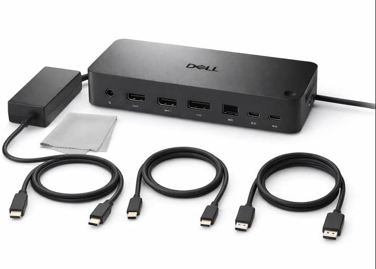 Dell Pro Dock WD25 Universal Docking Station Bundle — USB-C/USB-A Dual Display Dock with 100W Adapter + HDMI Cable + USB-C Cable + DisplayPort Cable + Cleaning Cloth - Image 3