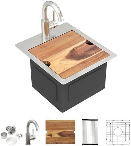 13"x15" Bar Prep Sink Drop In Workstation with Faucet Combo by FULORNI