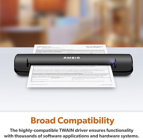 AMBIR TravelScan Pro Portable Document, Business Card and Receipt Scanner - USB Powered for Windows PC's with Hard Shell Travel Case PS600-GO - Image 5