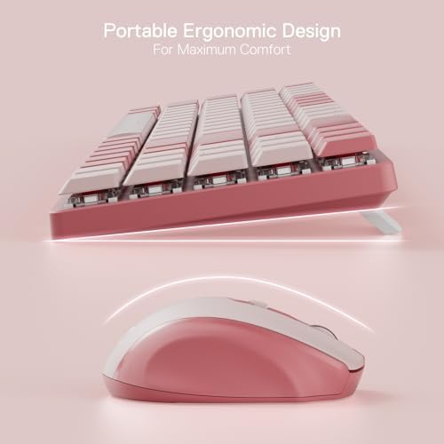 Redragon BS135 Wireless Keyboard and Mouse Combo, 75% 78 Keys 2.4Ghz Wireless Low-Profile Mechanical Keyboard w/Rechargeable Battery, Single Blue Blacklight, 2400 DPI Ergonomic Mouse - Image 4
