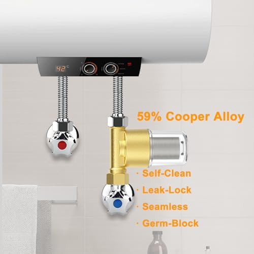 40 Micron Brass Sediment Filter, Inline Spin Down Sediment Water Filter for Washer, Washing Machine, Shower, Garden Hose, Well Water, Anti Clogging & Reusable with Pipe Sealant Tape - Image 2